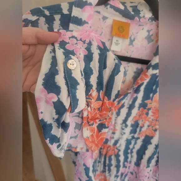 Ruby Rd. Blouse with Pink and Orange Floral Accents - Picture 3 of 9